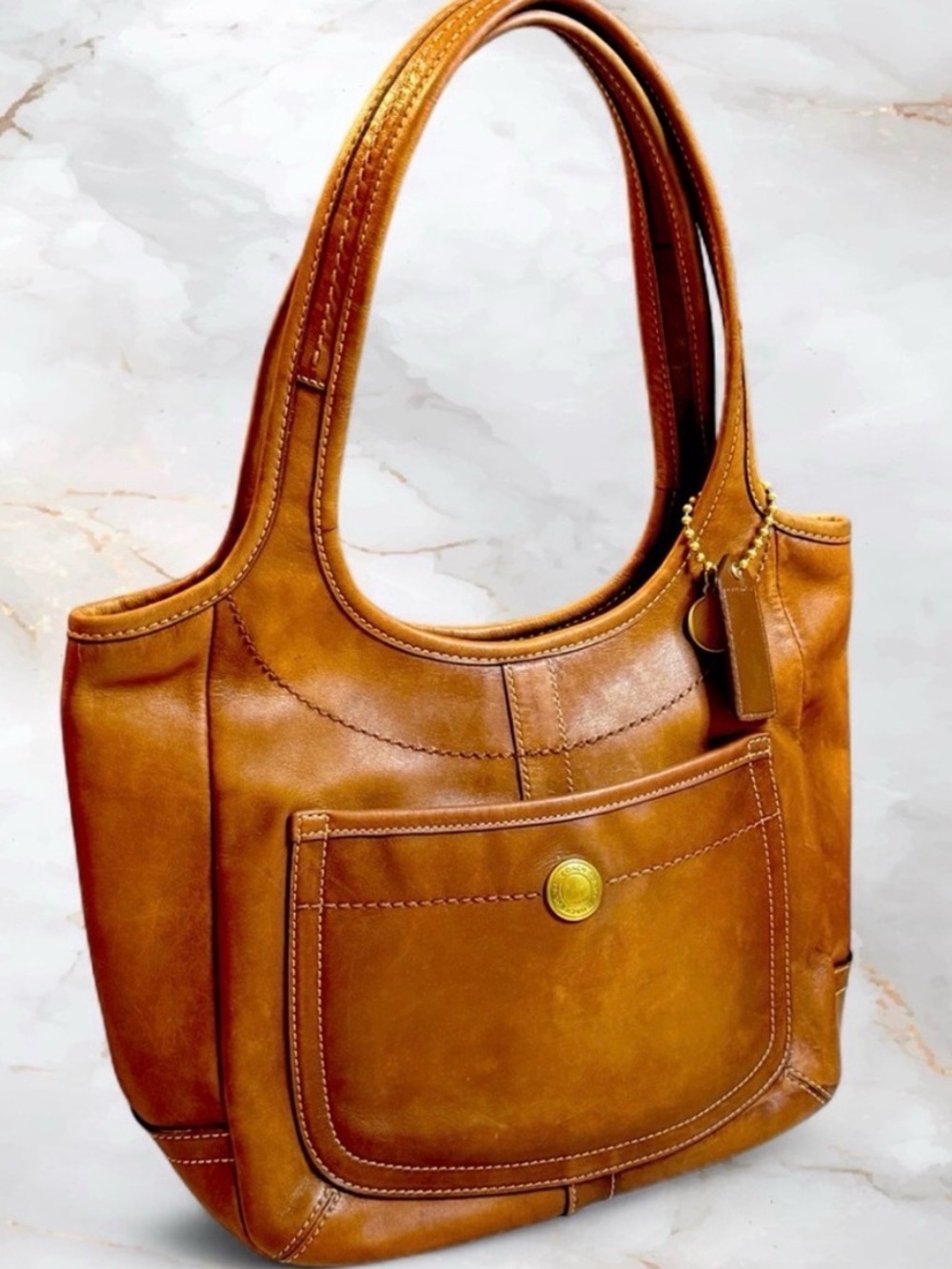 Coach Legacy Ergo Burnished Leather with Scarf Wristlet and Legacy Charm - Picture 2 of 7